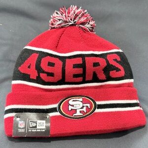 One Of A Kind San Francisco 49ers New Era Red & Black Beanie cuffed knit hat Pom